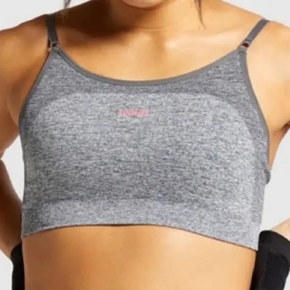 Gymshark Other - Gymshark Charcoal Large Graphic High Neck Flex Strappy Sports Bra Sz S NEW